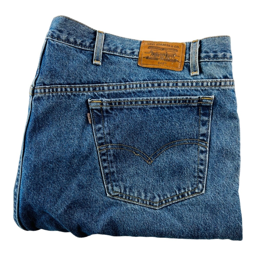 Levi Strauss & Co Blue 545 Ct 5 Pocket Cotton Jeans Loose Fit Made in USA 52X32